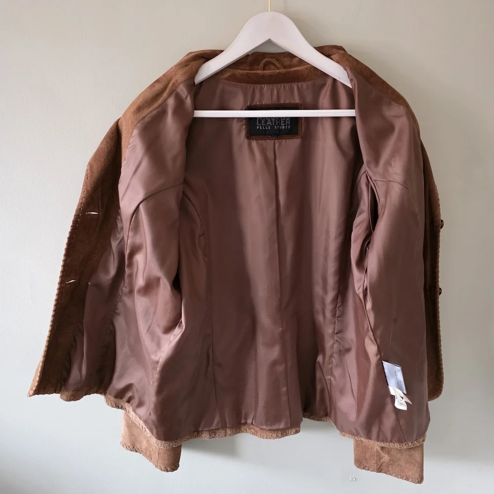 Wilsons Leather L Vintage Bohemian Western Embroidered Whip Stitch Suede Jacket - Picture 13 of 16